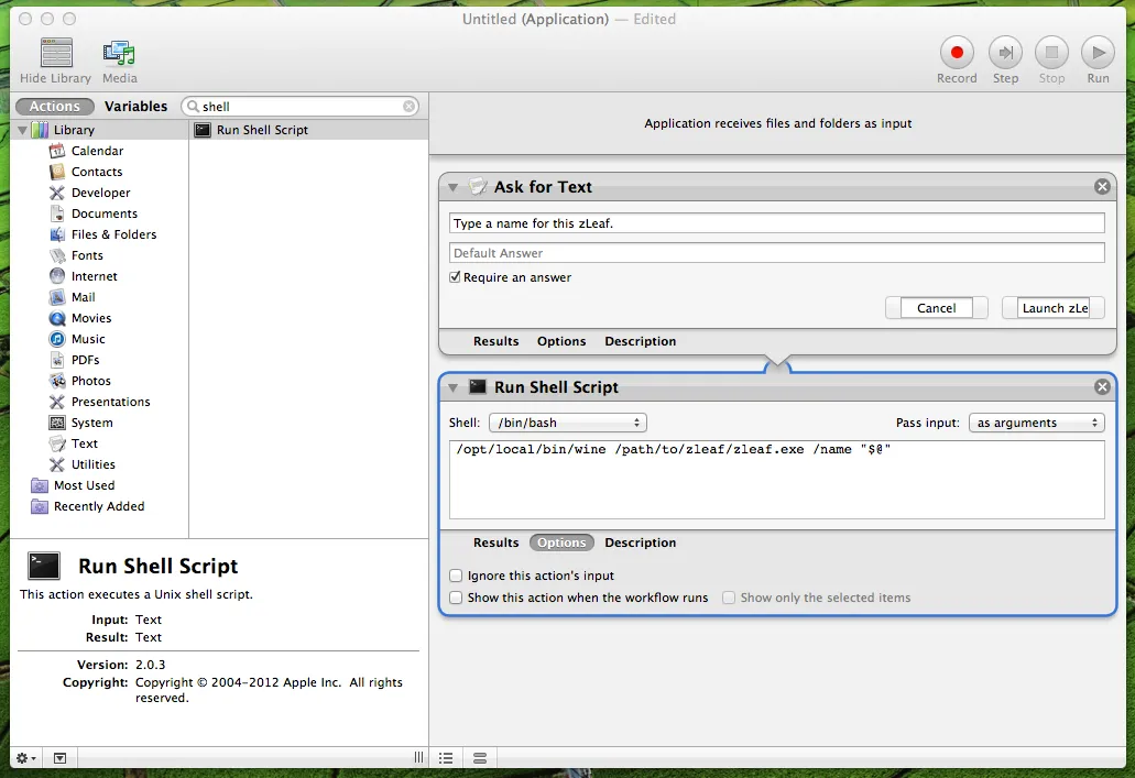 Your Automator should look like this.